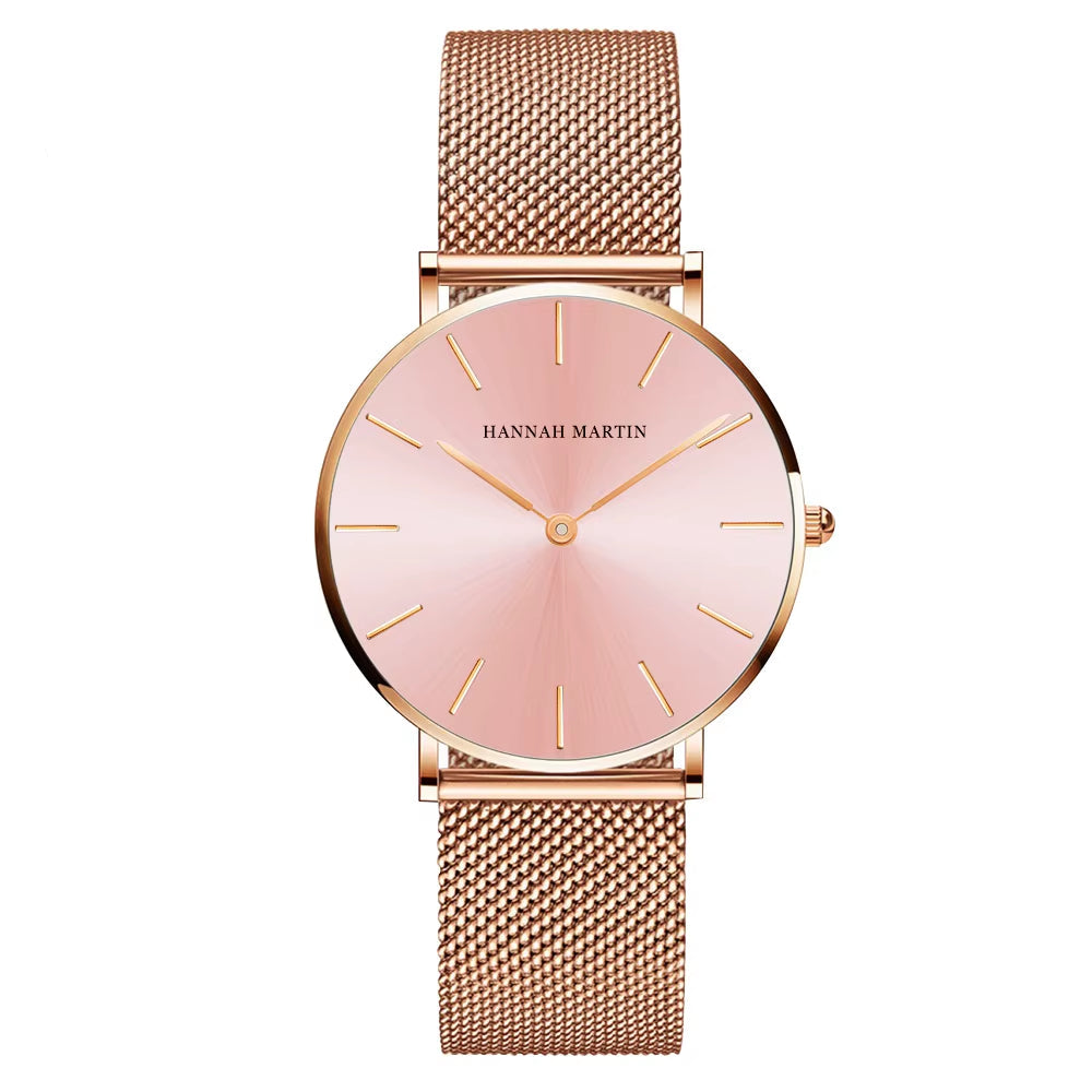 Brand Quality Stainless Steel Japan Quartz Movement Waterproof Women 36Mm Full Rose Gold Ladies Dropshipping Watch