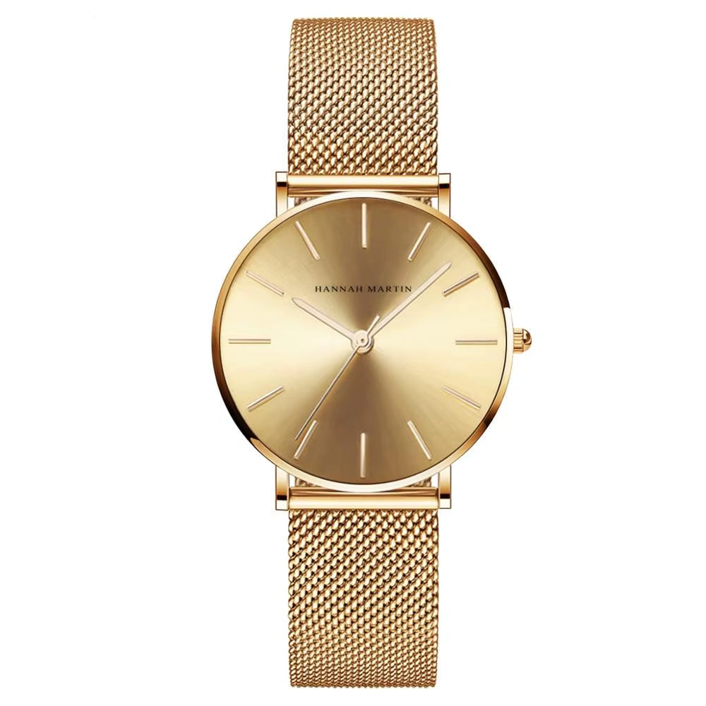 Brand Quality Stainless Steel Japan Quartz Movement Waterproof Women 36Mm Full Rose Gold Ladies Dropshipping Watch